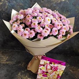 Букет из 21 розовой кустовой хризантемы