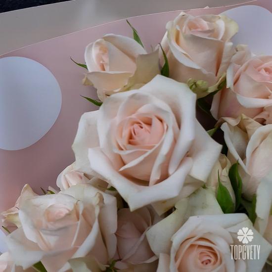 Букет из 7 веток кремовых кустовых роз 