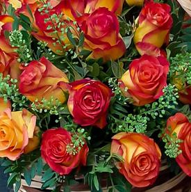 Букет из 51 оранжевой розы в корзине 40см