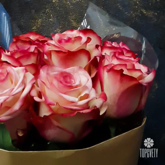 Букет из 11 розовых сортовых роз 50см