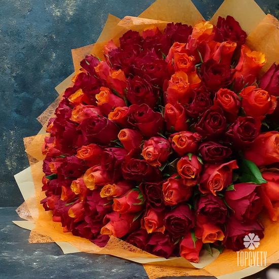 Букет из 101 розы микс 40см
