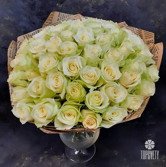Букет из 51 белой розы 40см