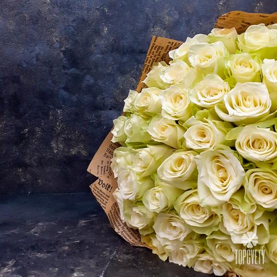 Букет из 51 белой розы 40см