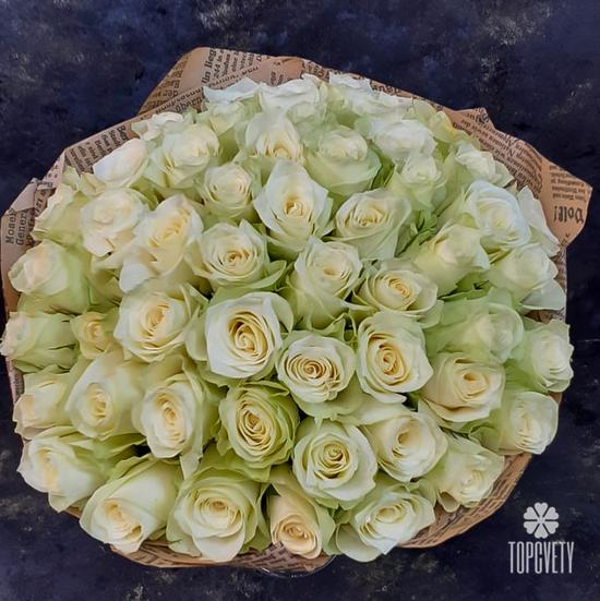 Букет из 51 белой розы 40см