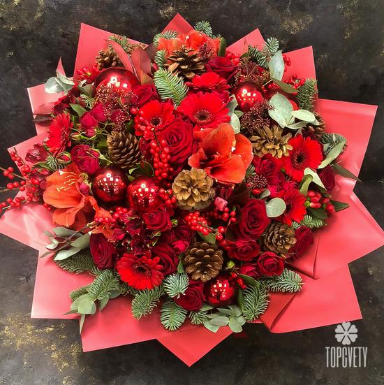 Букет из роз, гербер и нобилиса