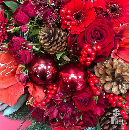 Букет из роз, гербер и нобилиса