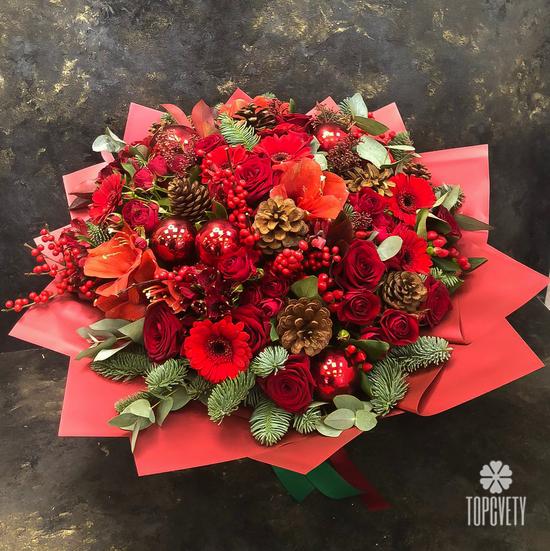 Букет из роз, гербер и нобилиса