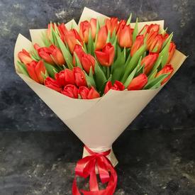 Букет из 35 красных тюльпанов 