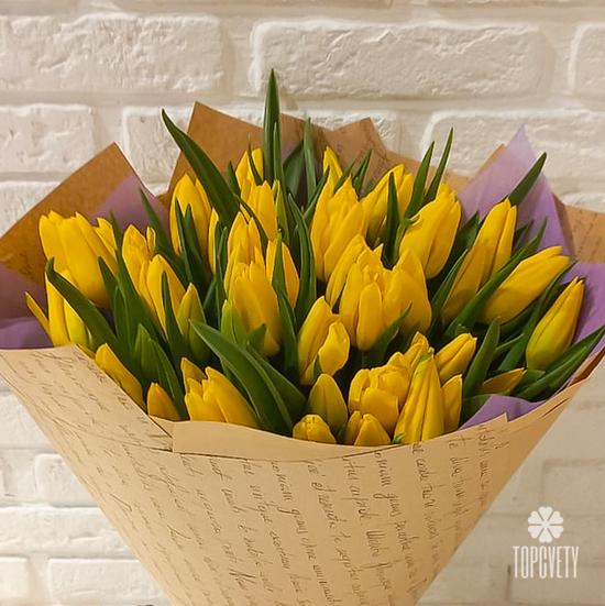 Букет из 51 желтого тюльпана