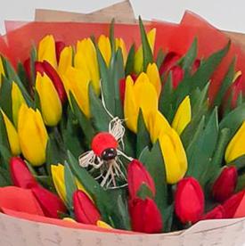 Букет из 51 тюльпана микс