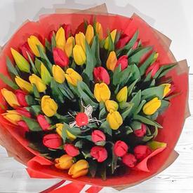 Букет из 51 тюльпана микс