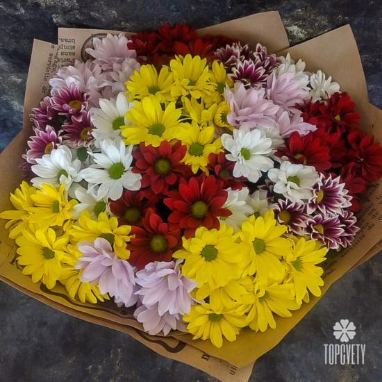 Букет из 15 кустовых хризантем микс