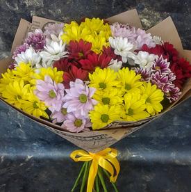 Букет из 15 кустовых хризантем микс