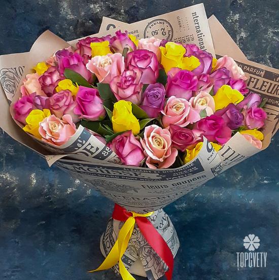 Букет из 51 розы микс 40см