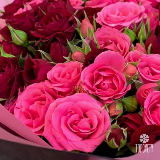 Букет из 21 кустовой розы микс 50см