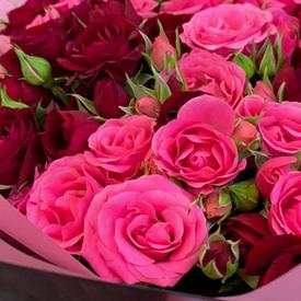 Букет из 21 кустовой розы микс 50см