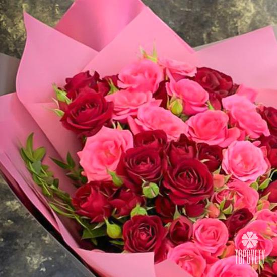 Букет из 21 кустовой розы микс 50см