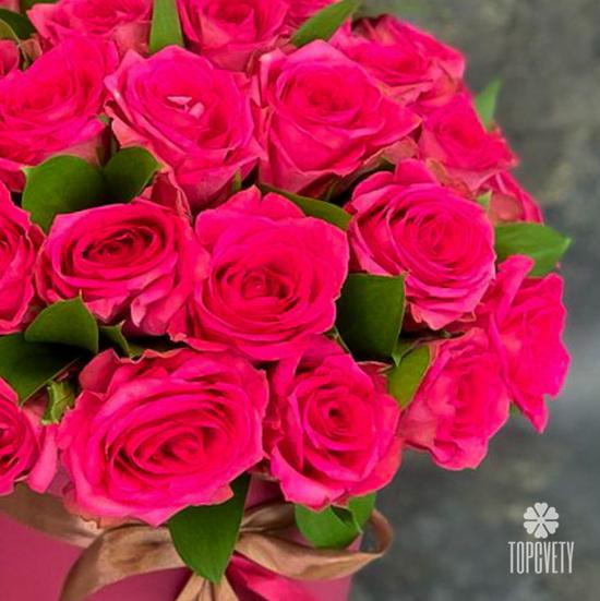 Букет из 35 розовых роз в коробке