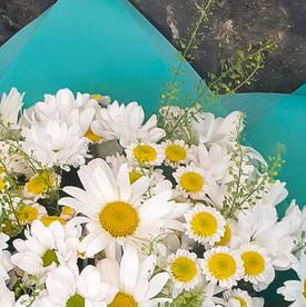 Букет из ромашек и хризантем