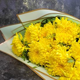 Букет из 9 желтых хризантем