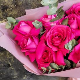 Букет из 11 розовых роз Пинк Флойд 70см