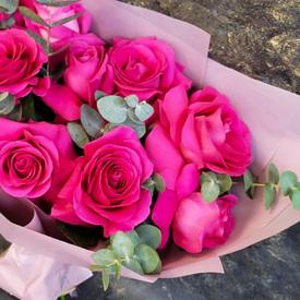 Букет из 11 розовых роз Пинк Флойд 70см