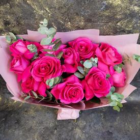 Букет из 11 розовых роз Пинк Флойд 70см