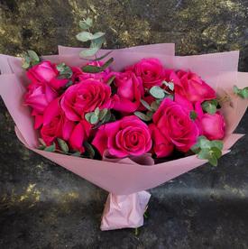Букет из 11 розовых роз Пинк Флойд 70см