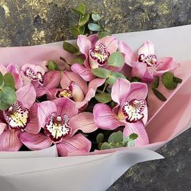Букет из 11 розовых орхидей