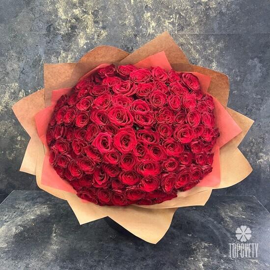 Букет из 101 красной розы 40см