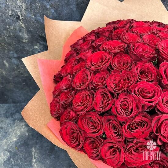 Букет из 101 красной розы 40см
