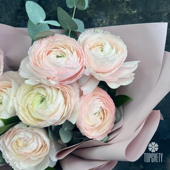 Букет из 9 розовых ранункулюсов