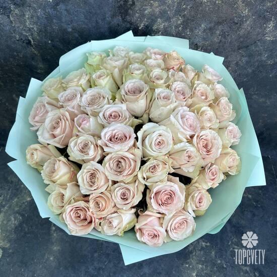 Букет из 51 кремовой розы Квиксенд 50см