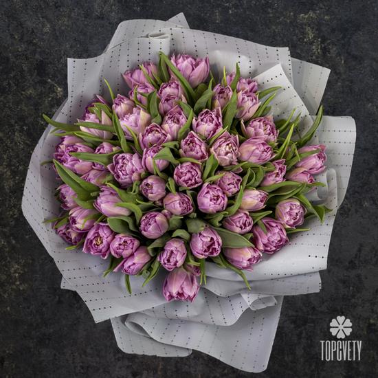 Букет из 45 пионовидных розовых тюльпанов