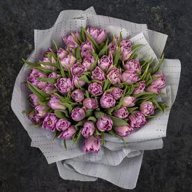 Букет из 45 пионовидных розовых тюльпанов