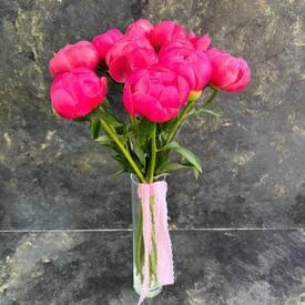 Букет из 9 розовых пионов 