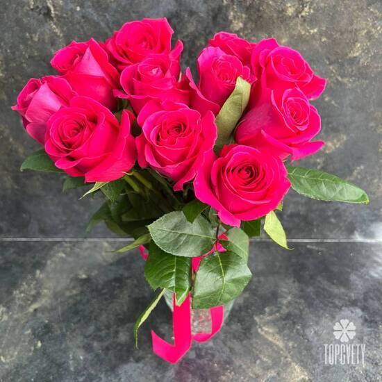 Букет из 11 розовых роз Пинк Флойд 50см