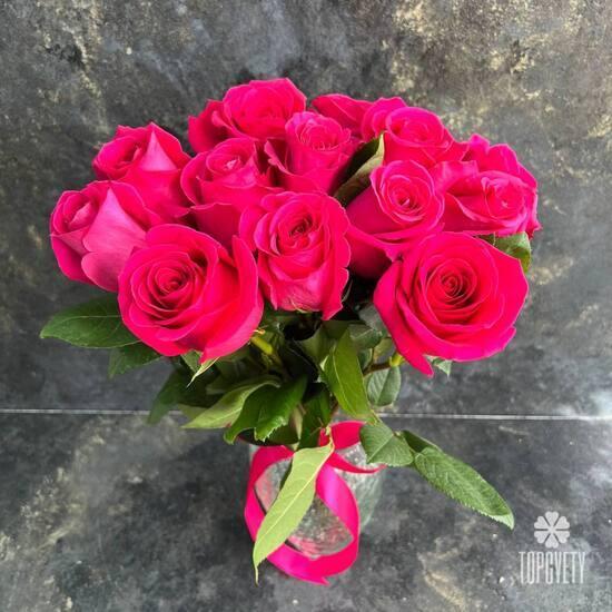 Букет из 13 розовых роз Пинк Флойд 50см