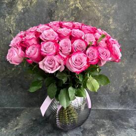 Букет из 45 сиреневых роз 50см