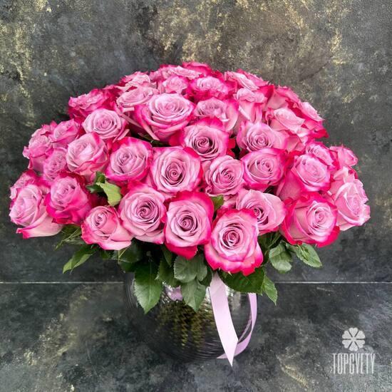 Букет из 51 сиреневых роз Дип Перпл 50см
