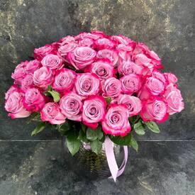 Букет из 51 сиреневых роз Дип Перпл 50см