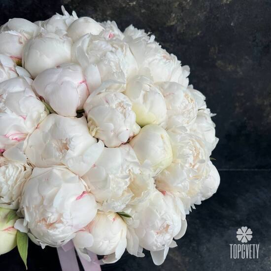 Букет из 45 белых пионов