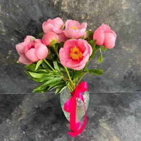 Букет из 7 розовых пионов