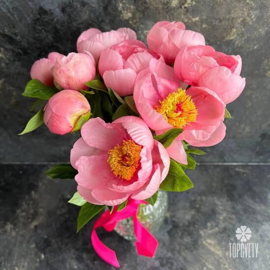 Букет из 9 розовых пионов