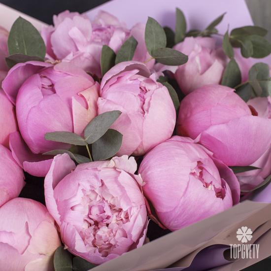 Букет из 15 розовых пионов