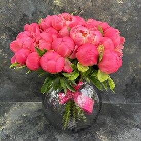 Букет из 21 розового пиона