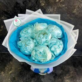 Букет из 7 голубых пионов