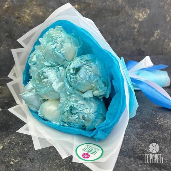 Букет из 7 голубых пионов