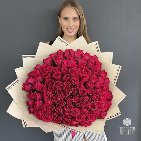 Букет из 101 красной розы 40см 