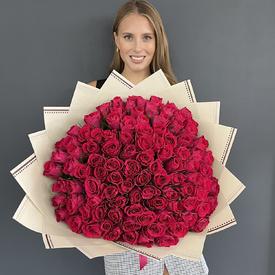 Букет из 101 красной розы 40см 